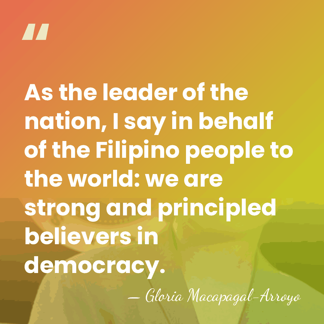 As the leader of the nation, I say in behalf of the&hellip; - Gloria Macapagal-Arroyo