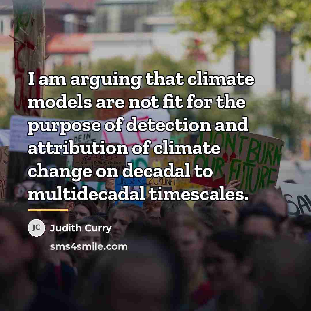 “I am arguing that climate models are not fit for…” quote by Judith Curry