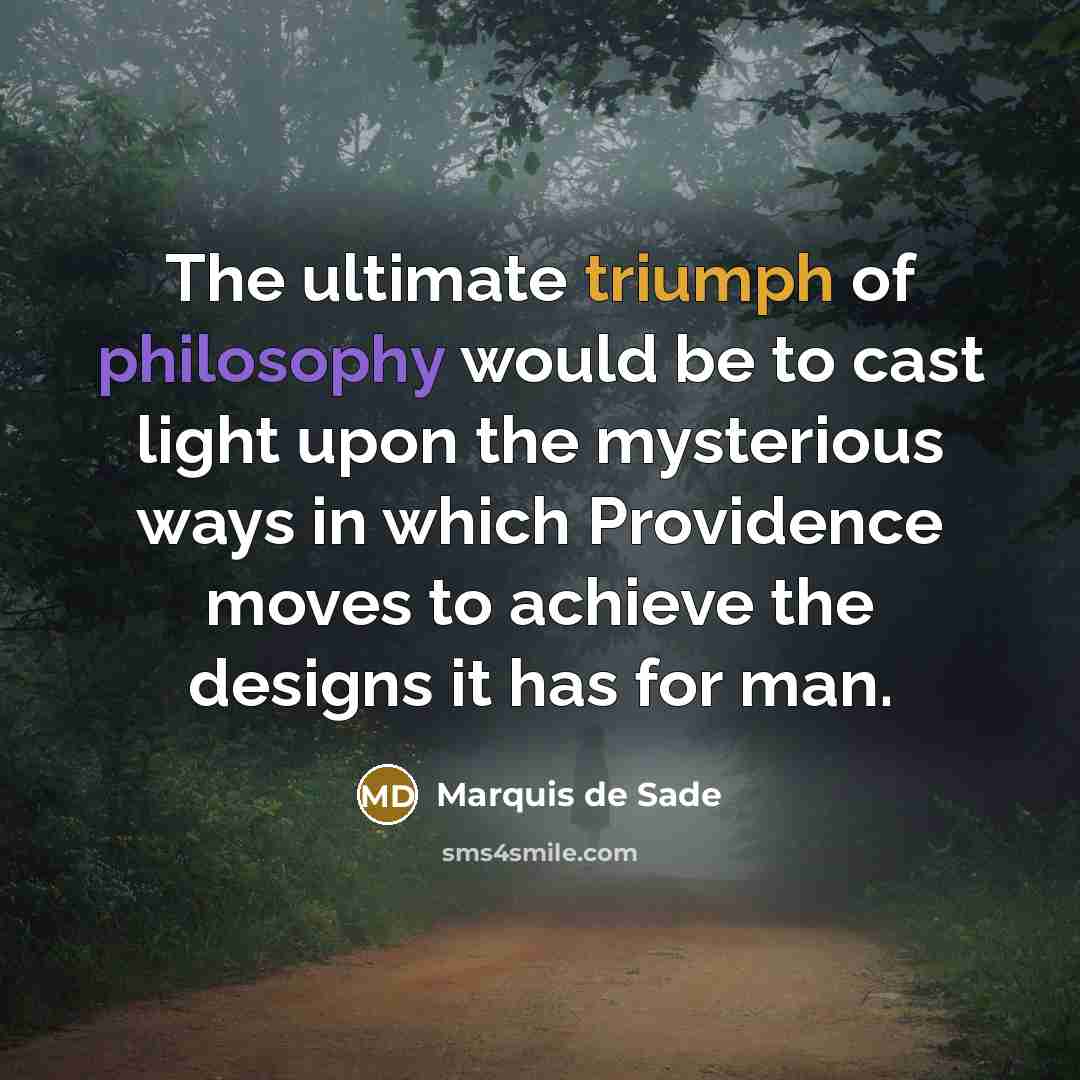 “The ultimate triumph of philosophy would be to cast light…” quote by Marquis de Sade