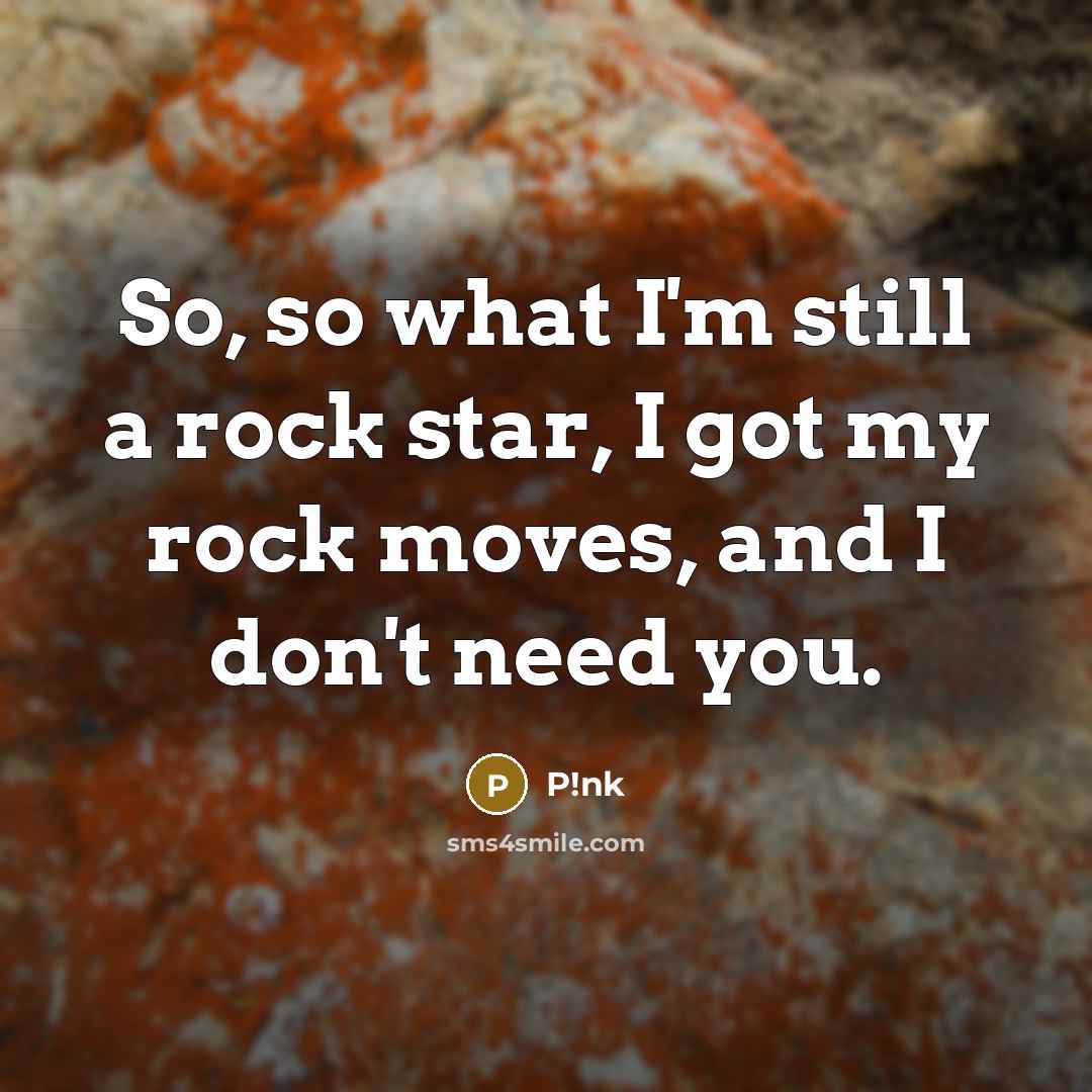 “So, so what I'm still a rock star, I got my rock moves, and I don't need you.” quote by P!nk