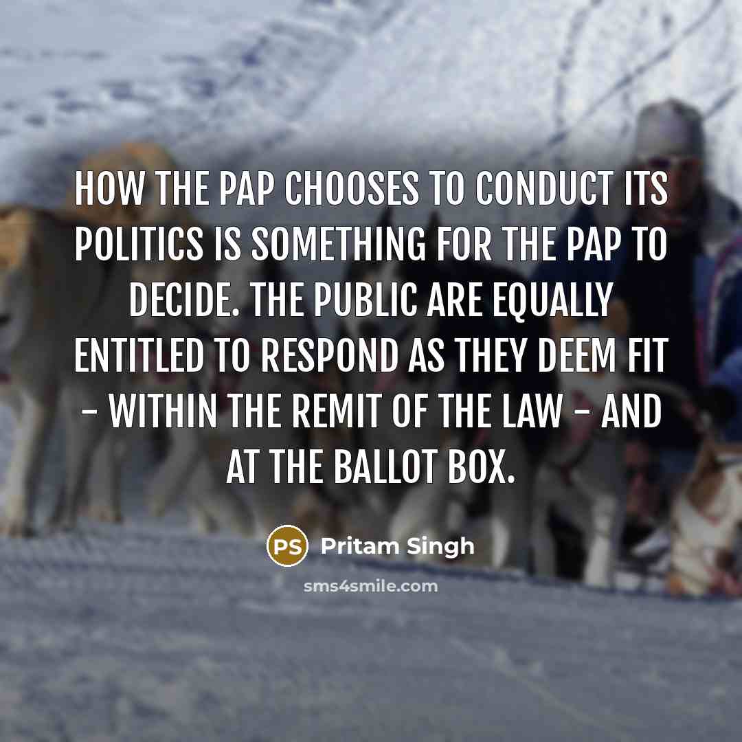 “How the PAP chooses to conduct its politics is something…” quote by Pritam Singh