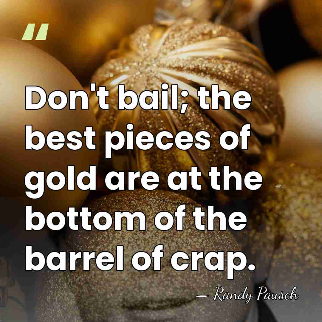Don't bail; the best pieces of gold are at the bottom of&hellip; - Randy Pausch