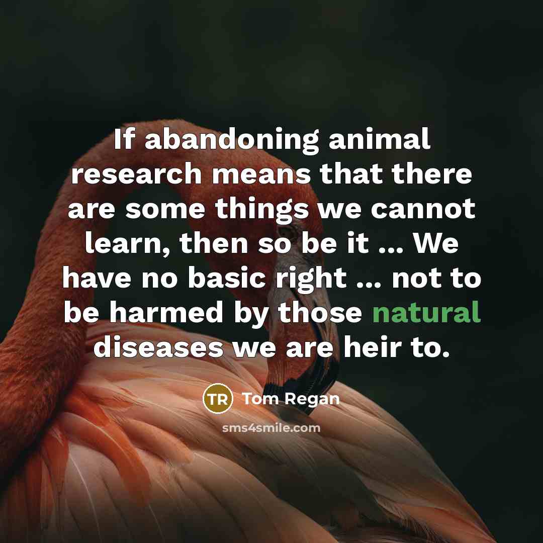 “If abandoning animal research means that there are some things…” quote by Tom Regan