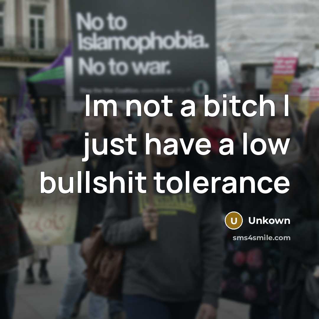 “Im not a bitch I just have a low bullshit…” quote by Unkown