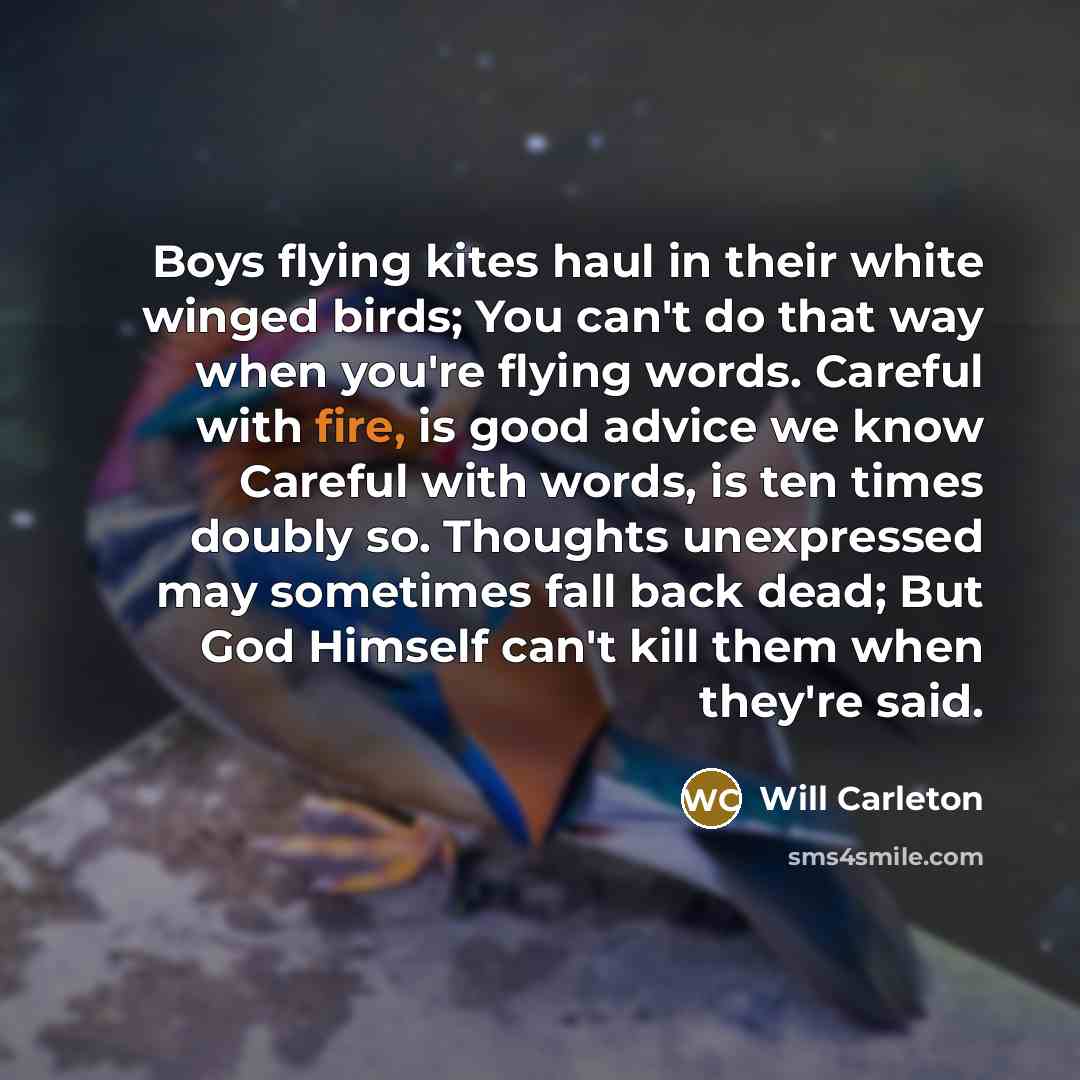 “Boys flying kites haul in their white winged birds; You…” quote by Will Carleton