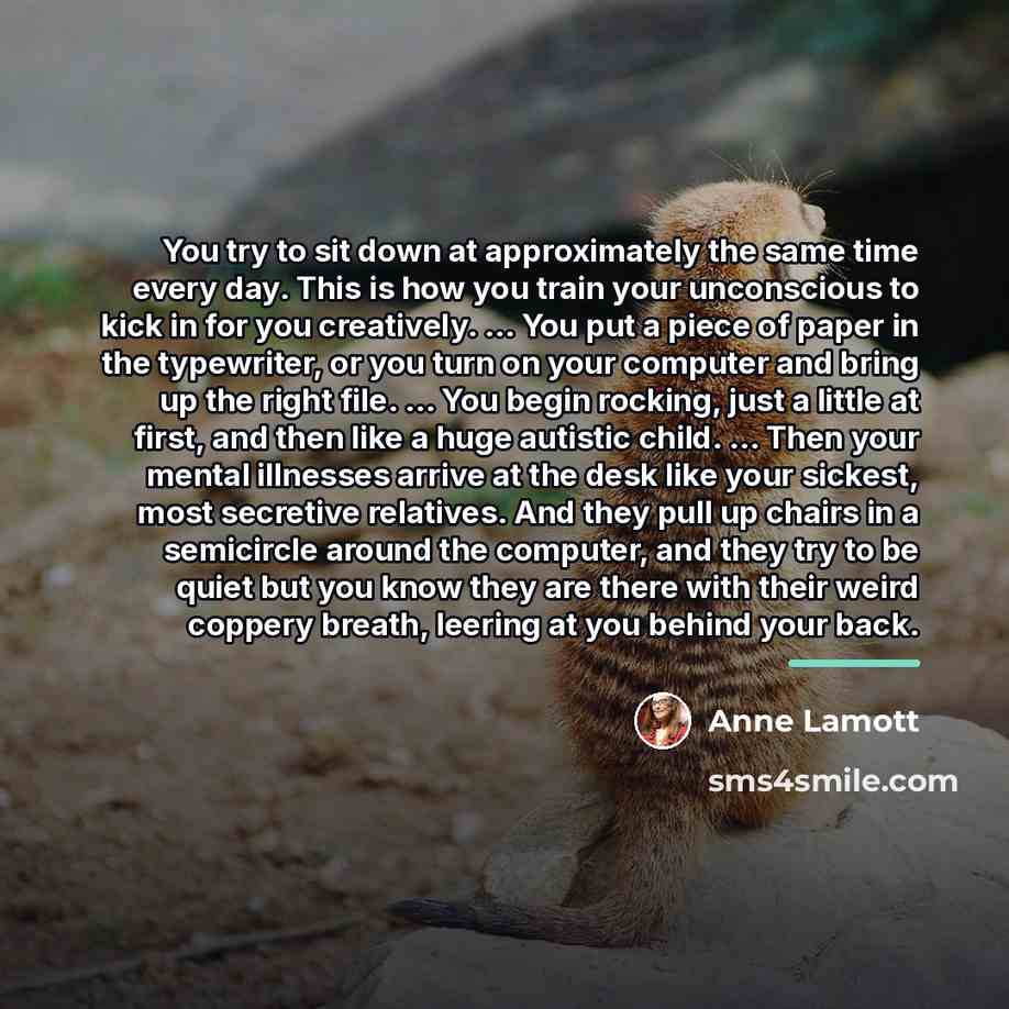 “You try to sit down at approximately the same time…” quote by Anne Lamott
