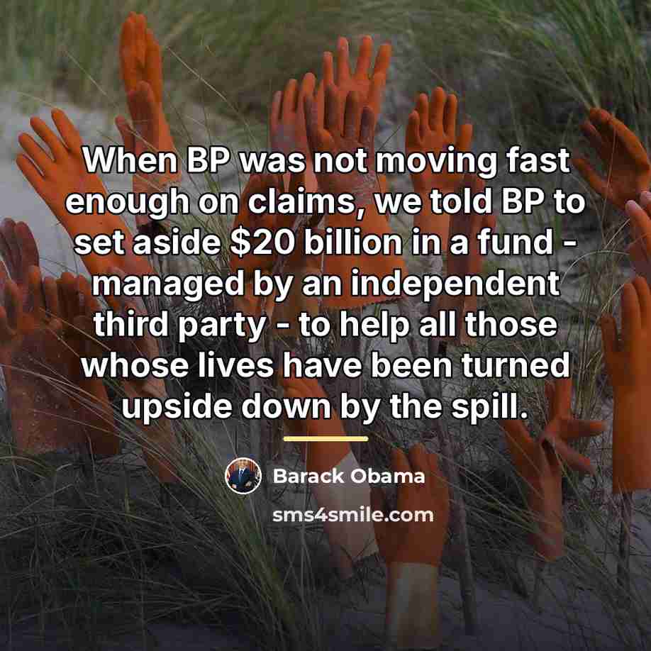 “When BP was not moving fast enough on claims, we…” quote by Barack Obama