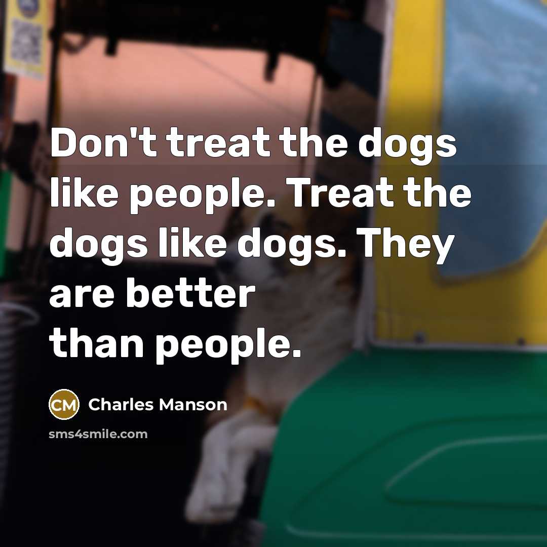 “Don't treat the dogs like people. Treat the dogs like…” quote by Charles Manson