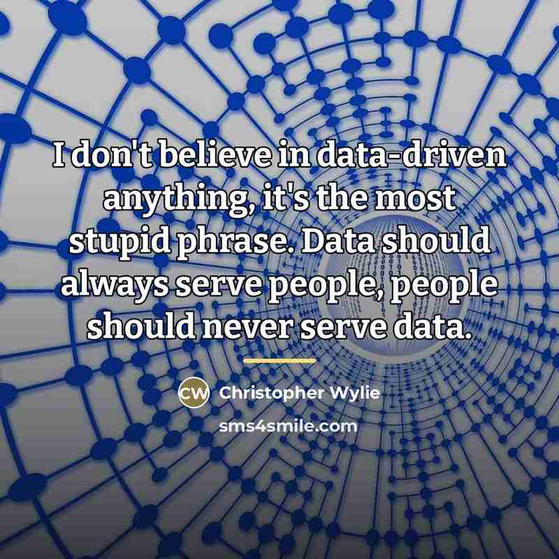 “I don't believe in data-driven anything, it's the most stupid…” quote by Christopher Wylie
