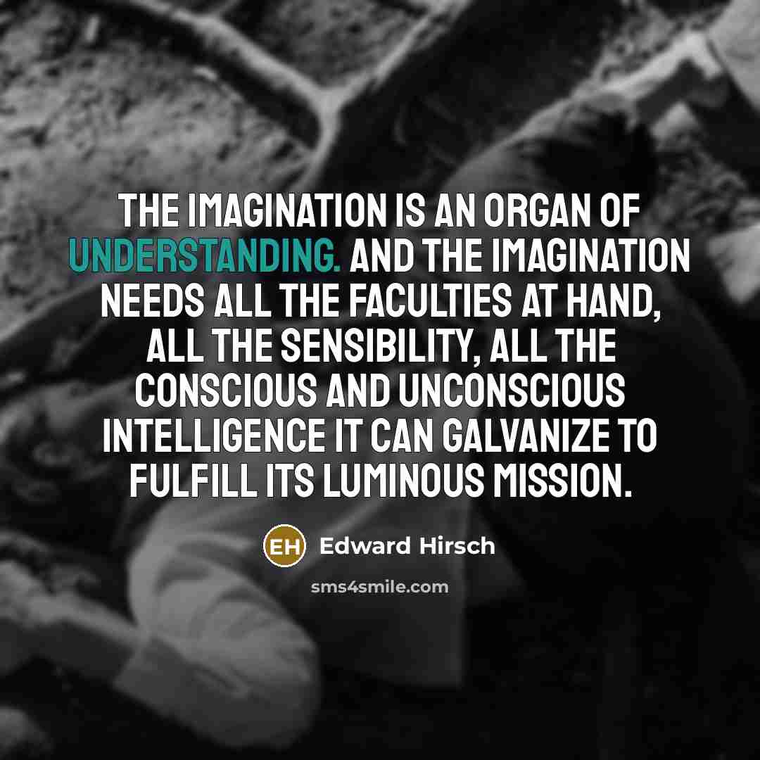 “The imagination is an organ of understanding. And the imagination…” quote by Edward Hirsch