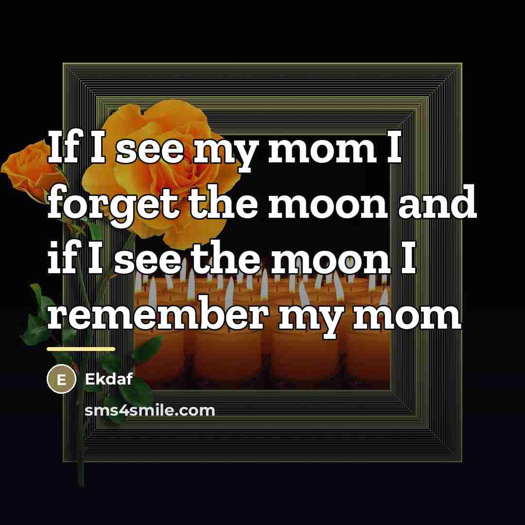 “If I see my mom I forget the moon and if I see the moon I remember my mom” quote by Anonymous