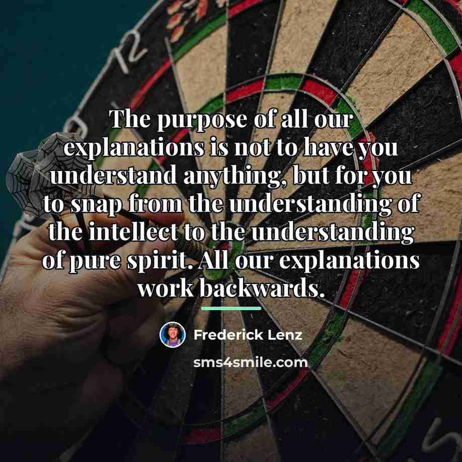 “The purpose of all our explanations is not to have…” quote by Frederick Lenz