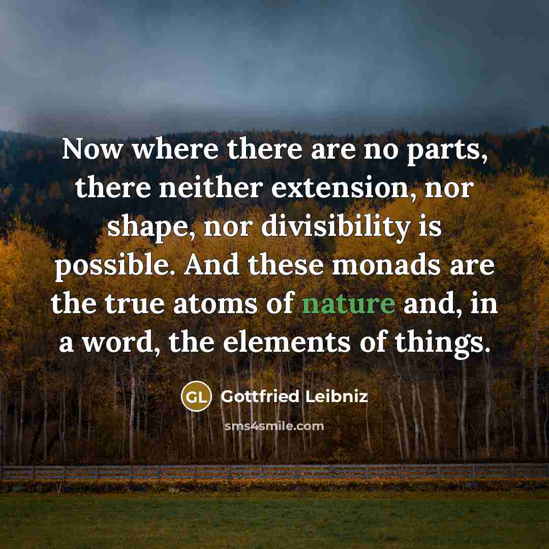 “Now where there are no parts, there neither extension, nor…” quote by Gottfried Leibniz