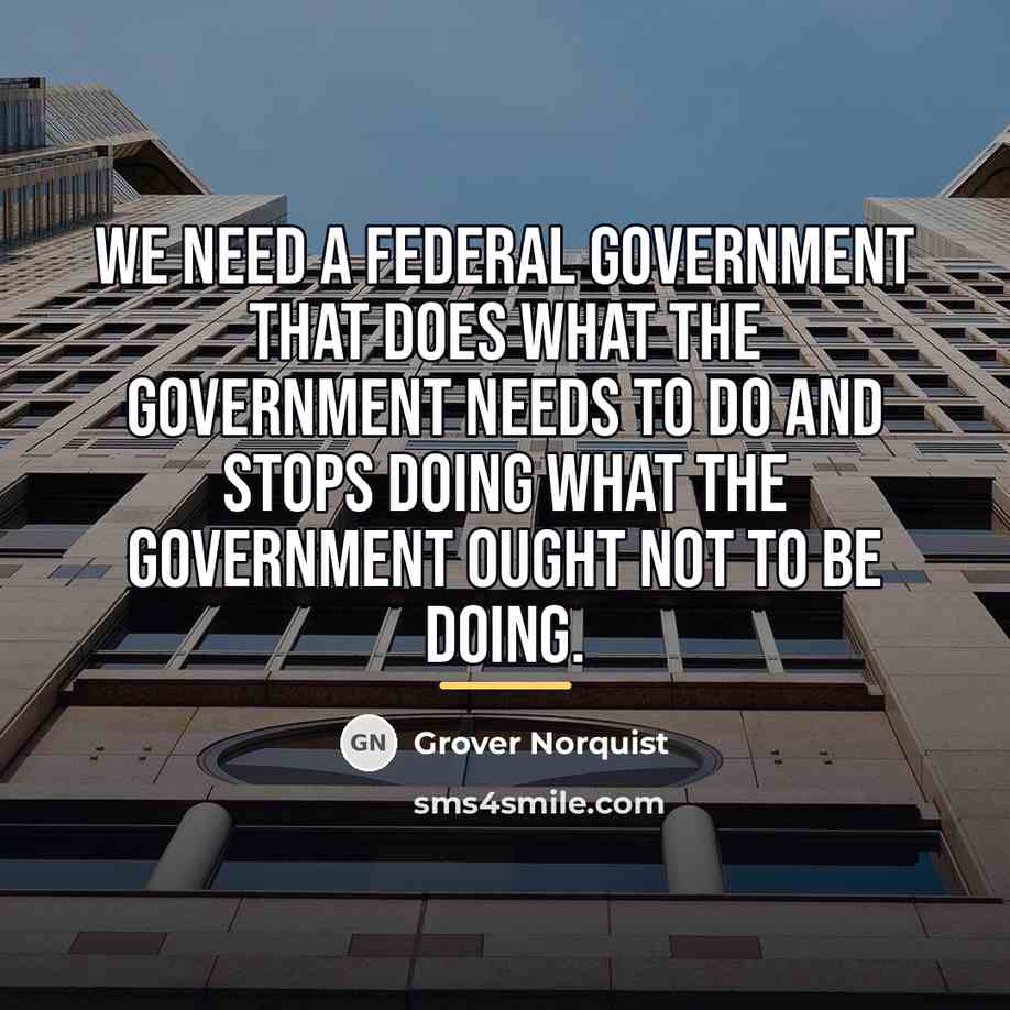“We need a Federal government that does what the government…” quote by Grover Norquist