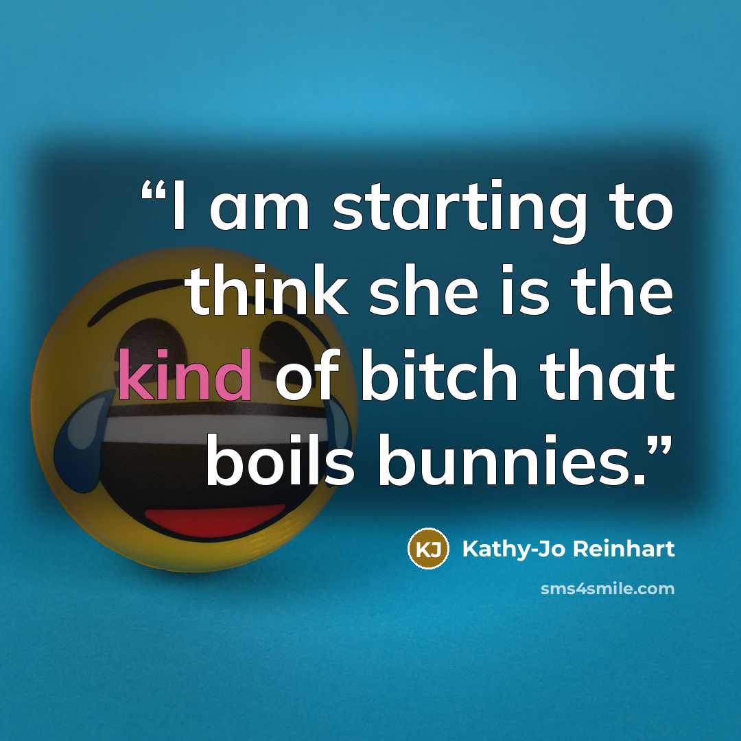 “I am starting to think she is the kind of bitch that boils bunnies.” quote by Kathy-Jo Reinhart
