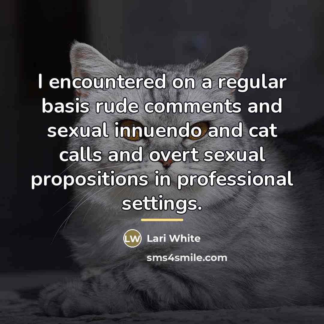 “I encountered on a regular basis rude comments and sexual…” quote by Lari White