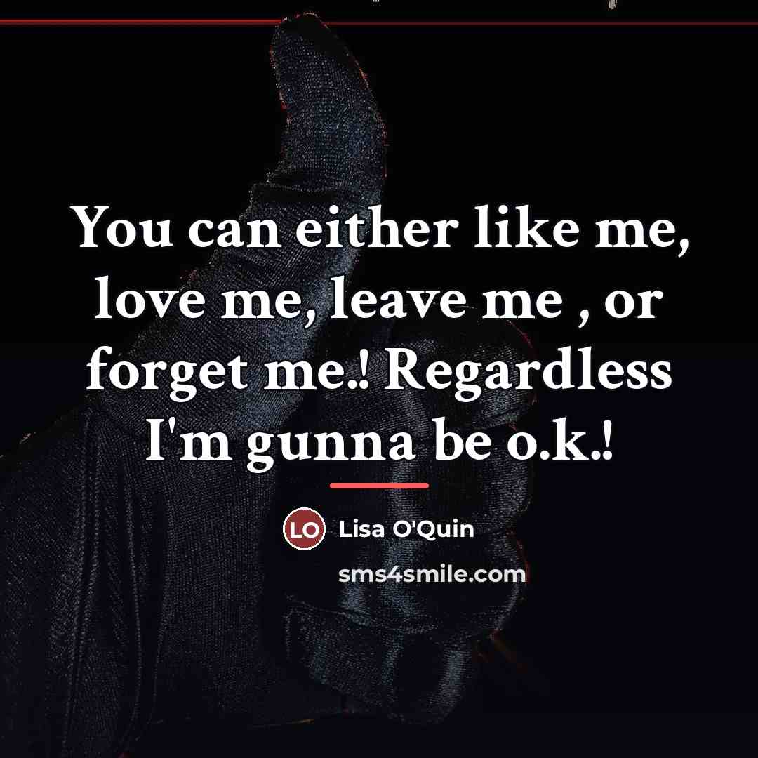 “You can either like me, love me, leave me ,…” quote by Lisa O'Quin