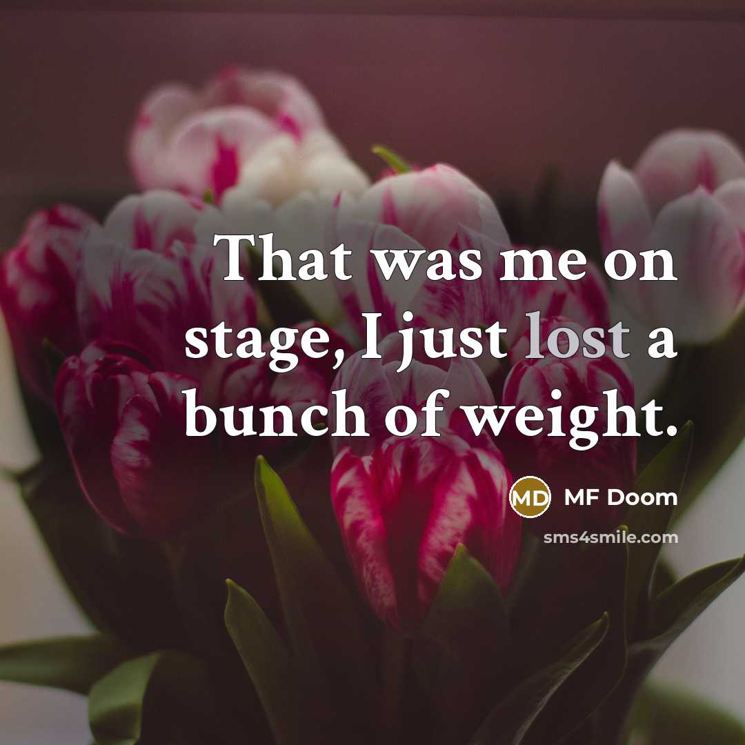 “That was me on stage, I just lost a bunch…” quote by MF Doom