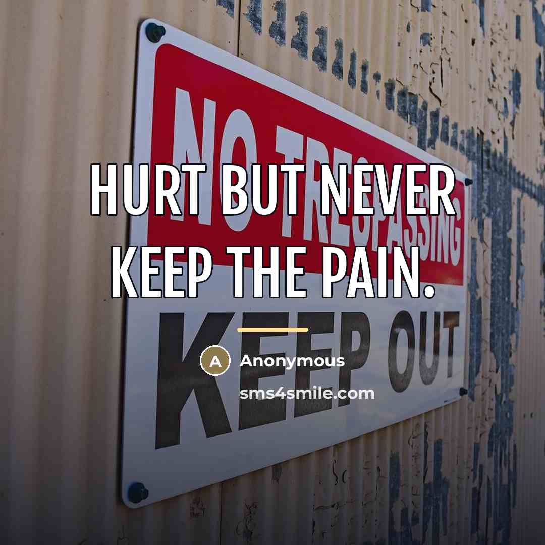 “Hurt but never keep the pain.…” quote by Anonymous