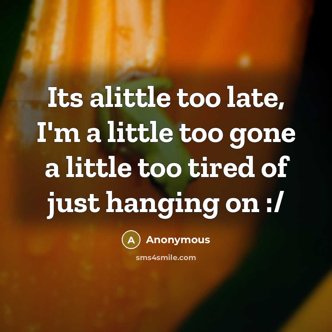 “Its alittle too late, I'm a little too gone a…” quote by Anonymous