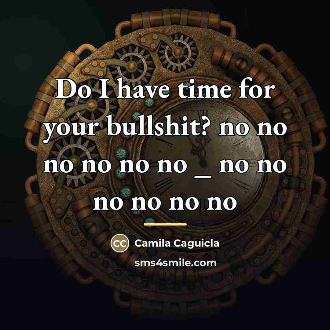 “Do I have time for your bullshit? no no no…” quote by Camila Caguicla