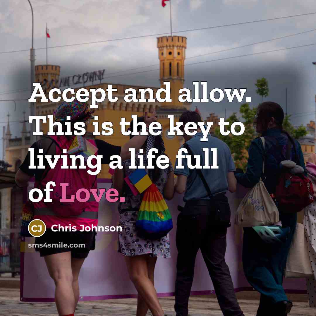 “Accept and allow. This is the key to living a…” quote by Chris Johnson