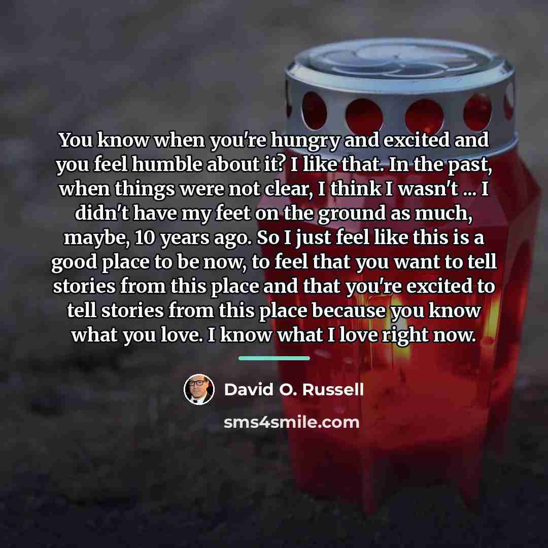 “You know when you're hungry and excited and you feel…” quote by David O. Russell