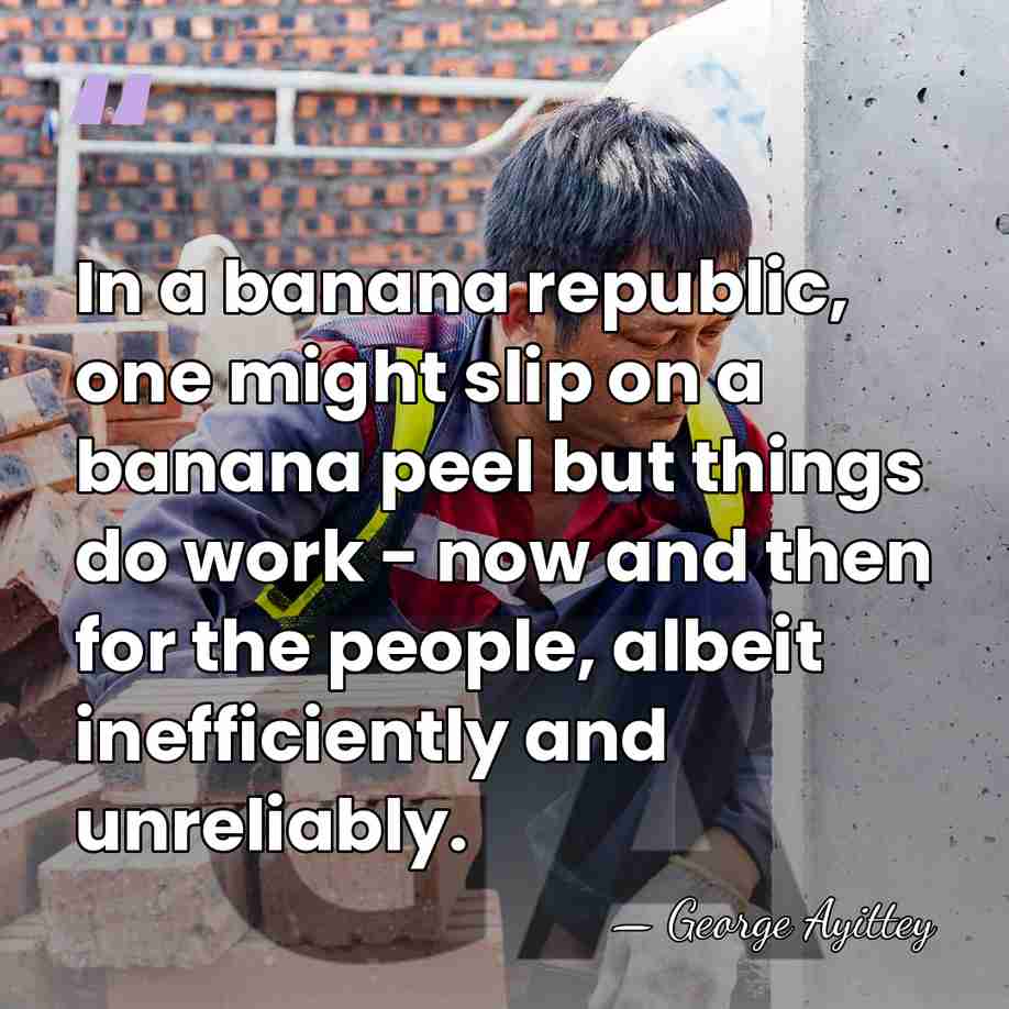 In a banana republic, one might slip on a banana peel but&hellip; - George Ayittey