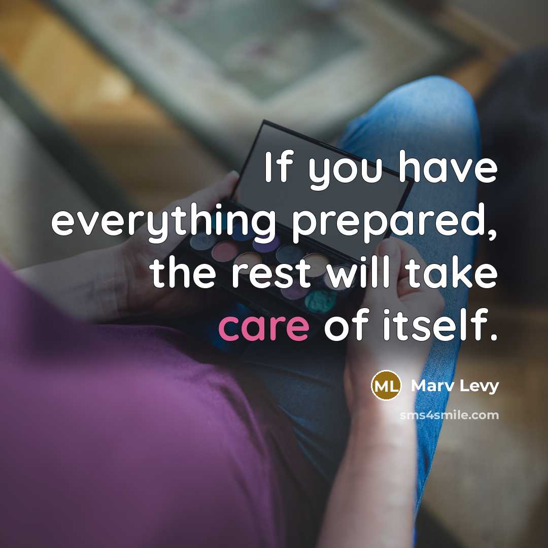 “If you have everything prepared, the rest will take care…” quote by Marv Levy
