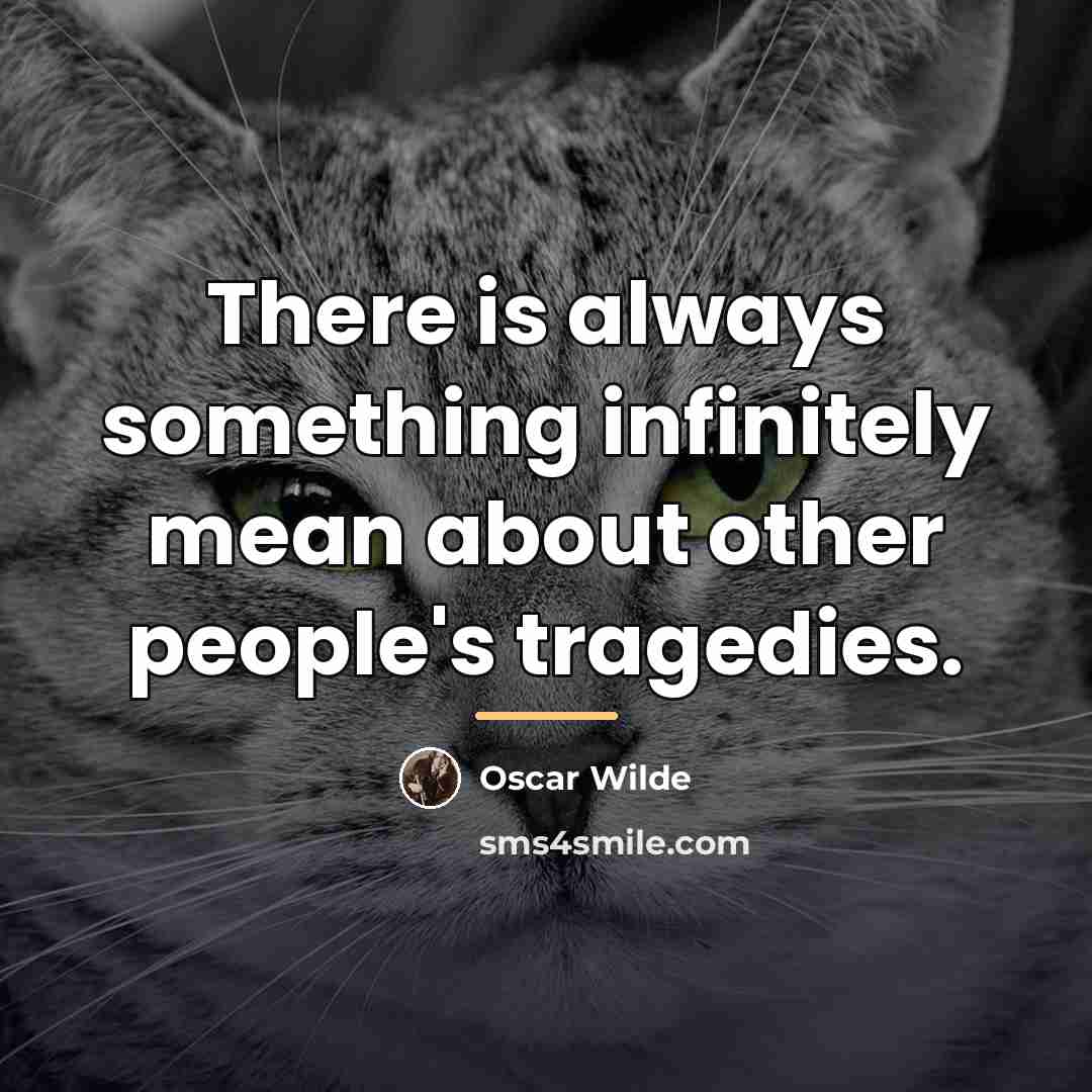 “There is always something infinitely mean about other people's tragedies.…” quote by Oscar Wilde