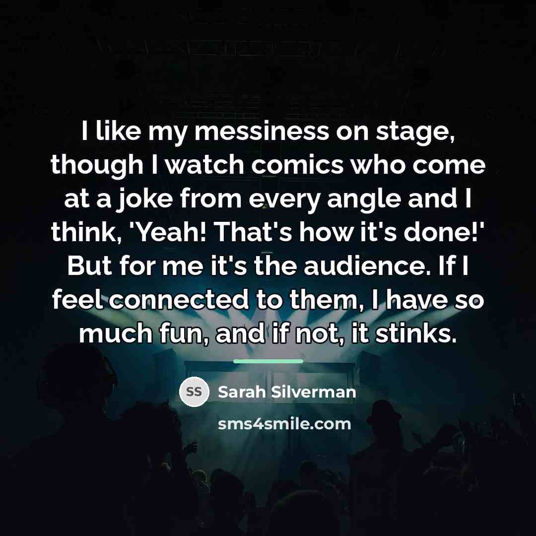 “I like my messiness on stage, though I watch comics…” quote by Sarah Silverman