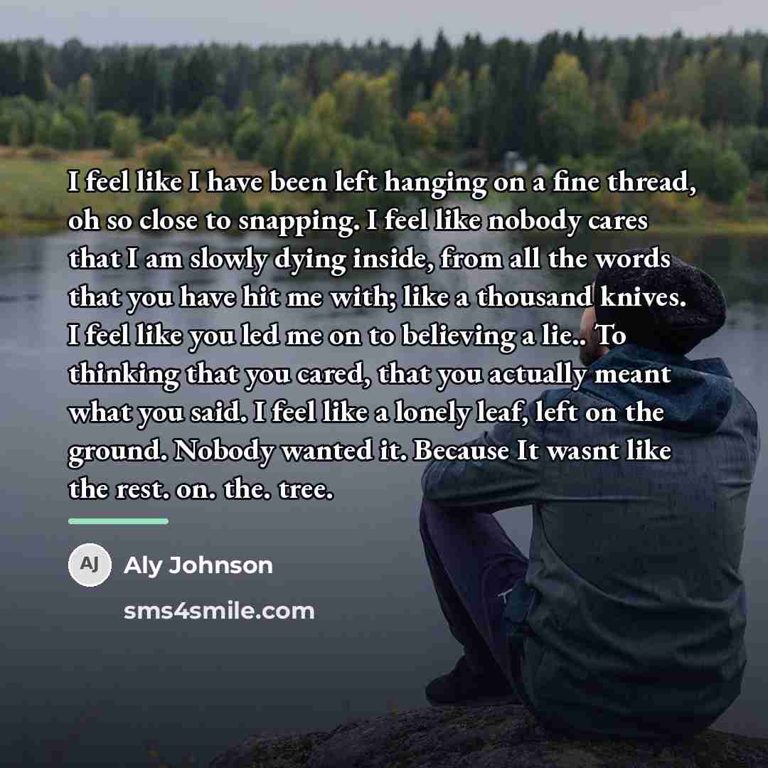 “I feel like I have been left hanging on a…” quote by Aly Johnson