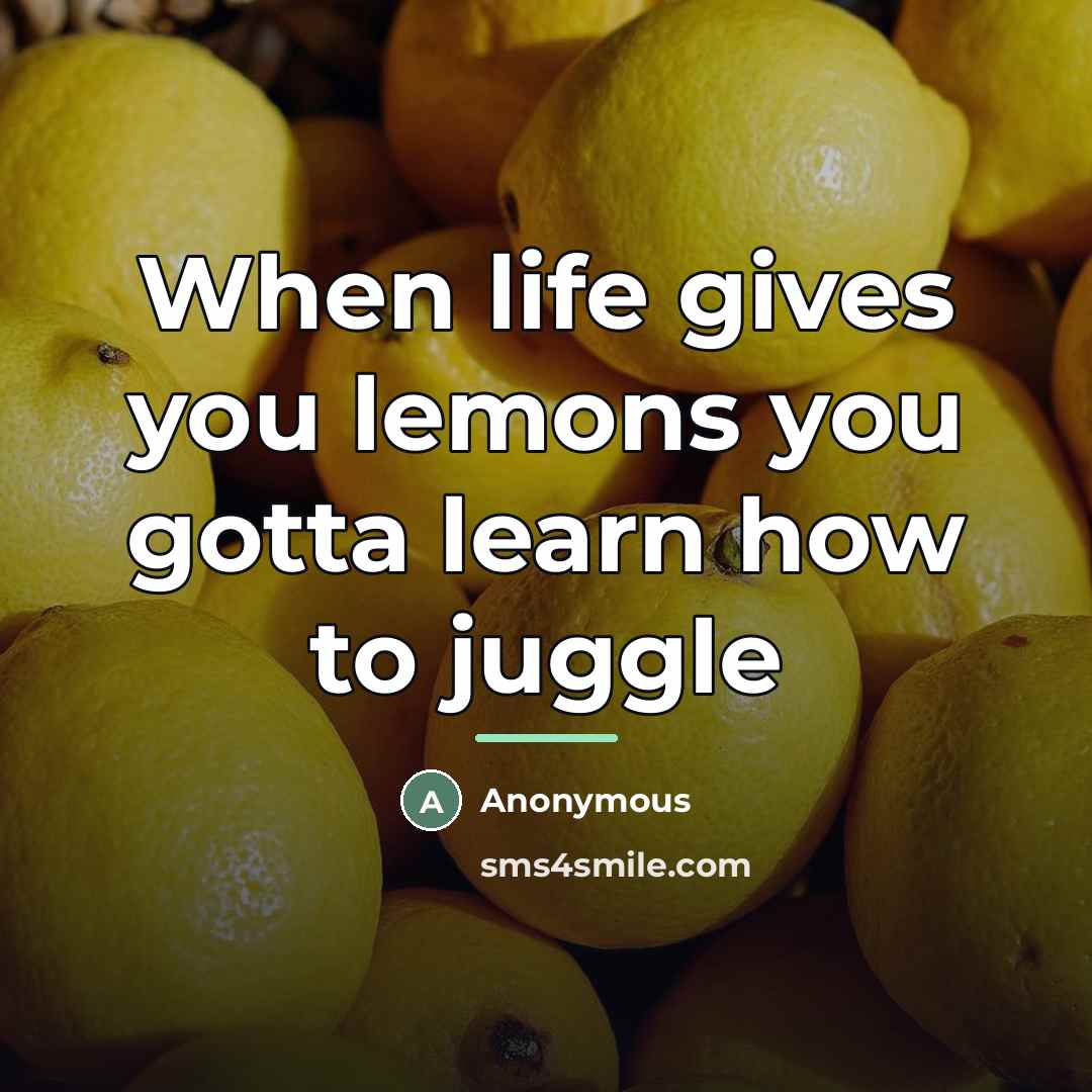 “When life gives you lemons you gotta learn how to…” quote by Anonymous