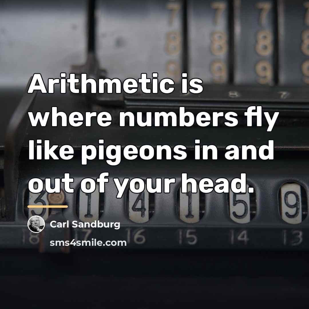 “Arithmetic is where numbers fly like pigeons in and out…” quote by Carl Sandburg
