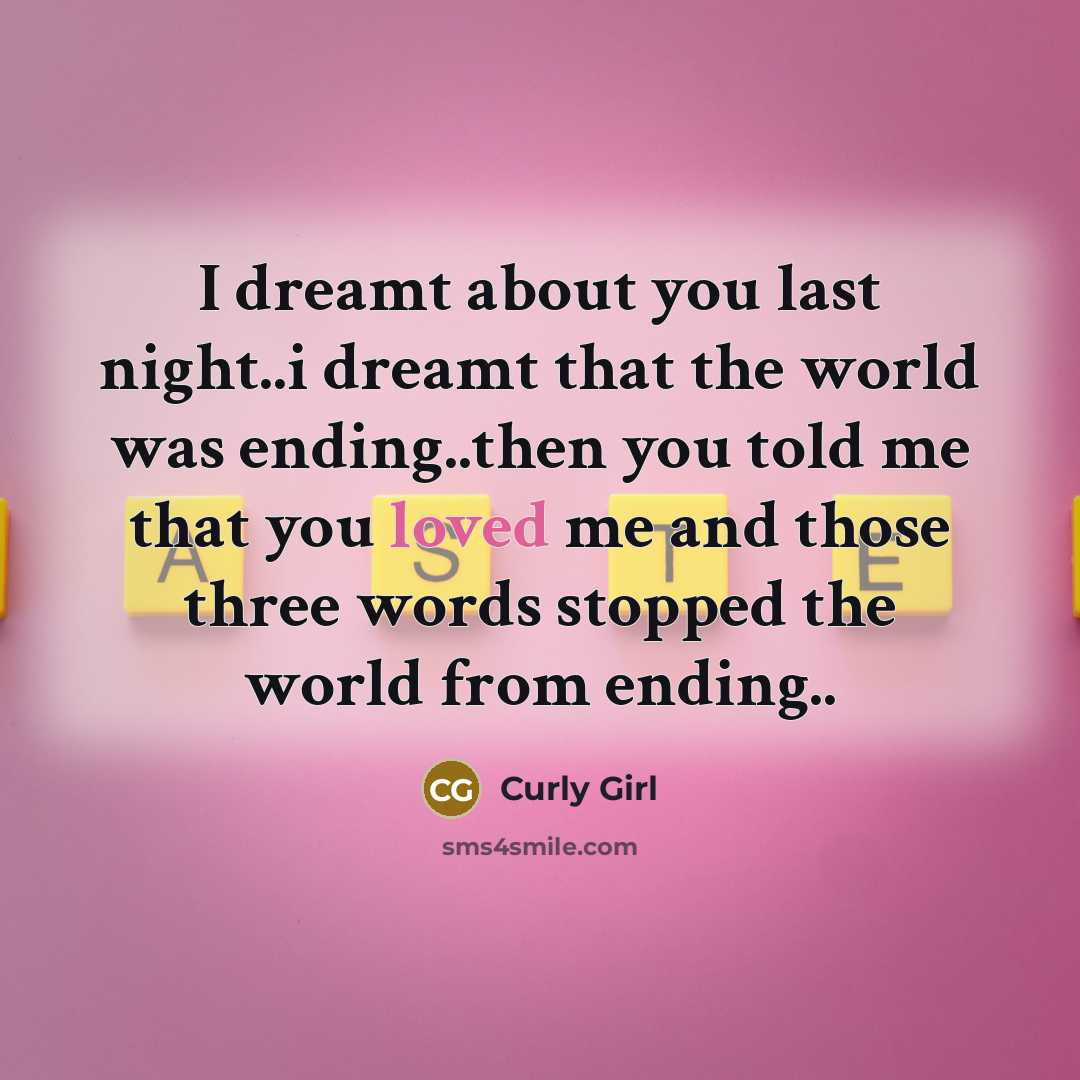 “I dreamt about you last night..i dreamt that the world…” quote by Curly Girl