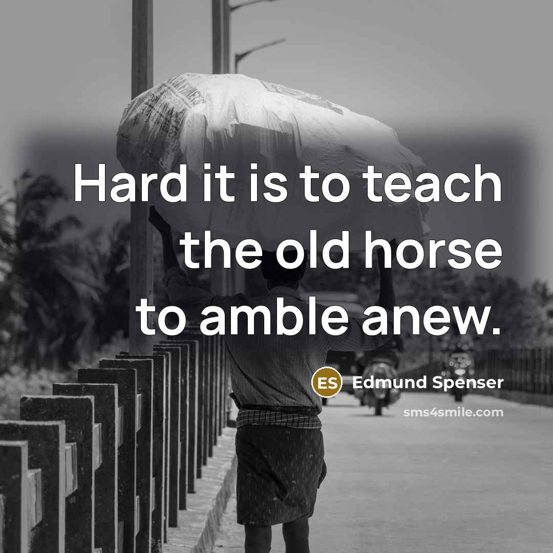 “Hard it is to teach the old horse to amble…” quote by Edmund Spenser