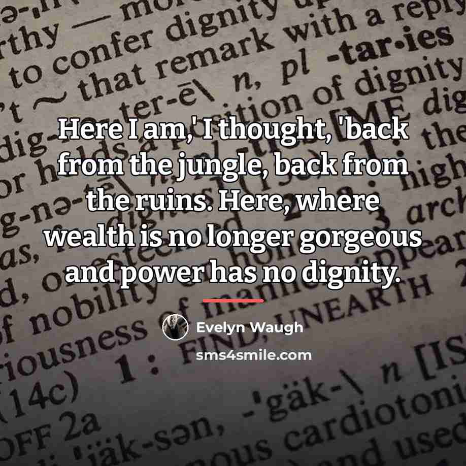 “Here I am,' I thought, 'back from the jungle, back…” quote by Evelyn Waugh