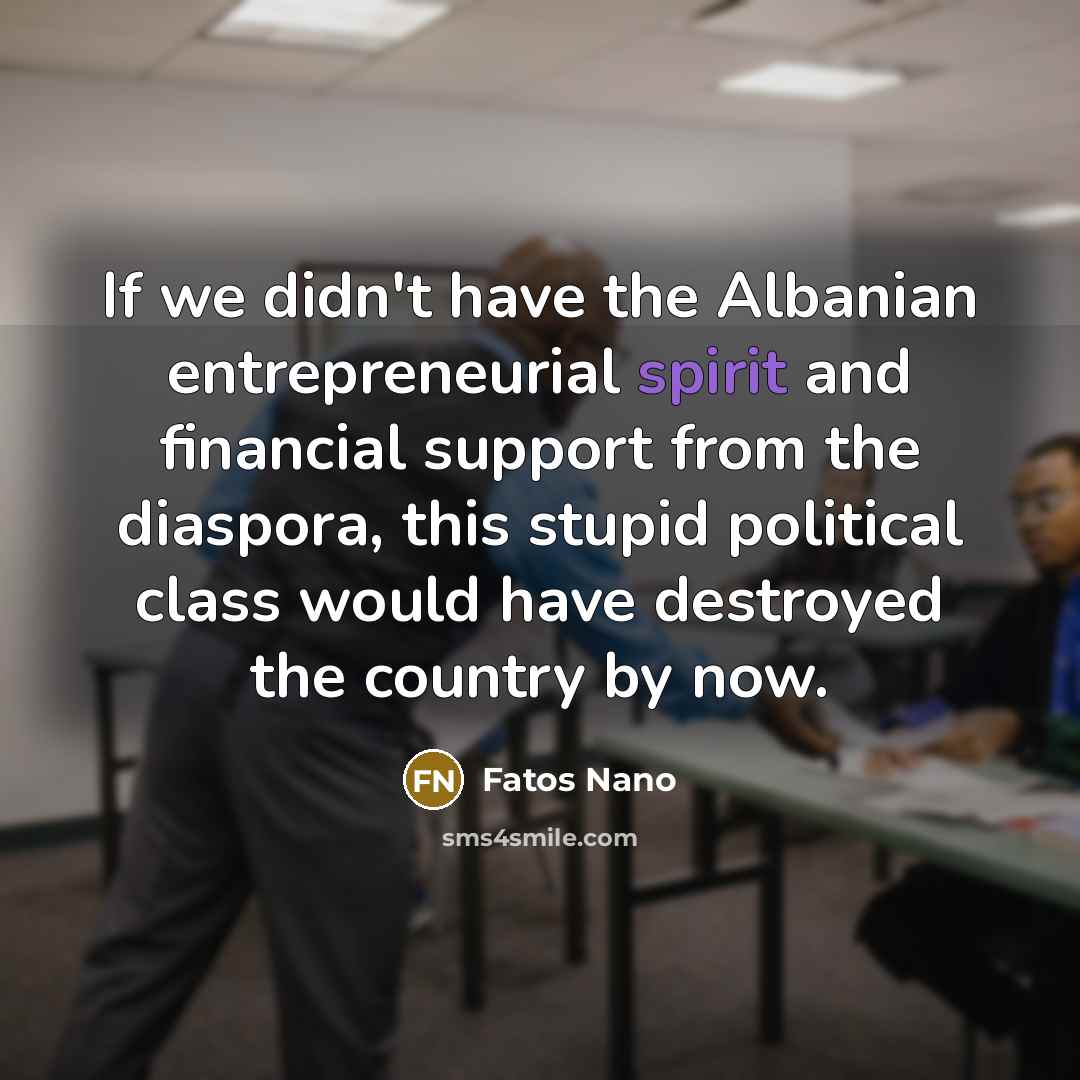 “If we didn't have the Albanian entrepreneurial spirit and financial…” quote by Fatos Nano