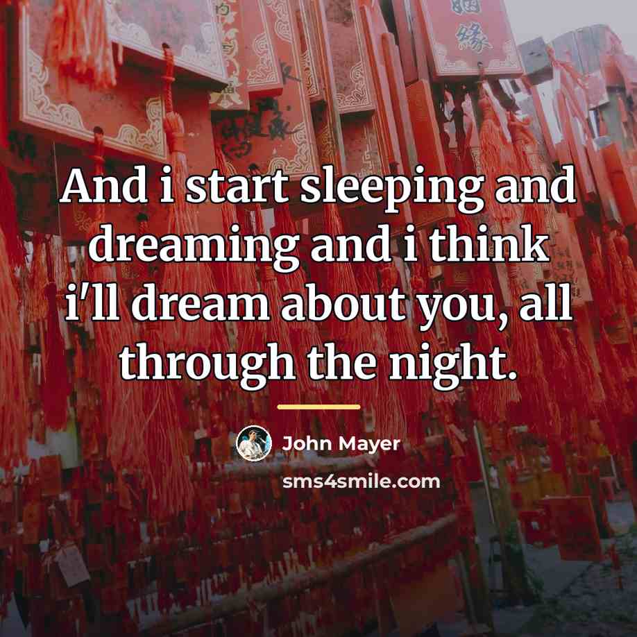 “And i start sleeping and dreaming and i think i'll…” quote by John Mayer