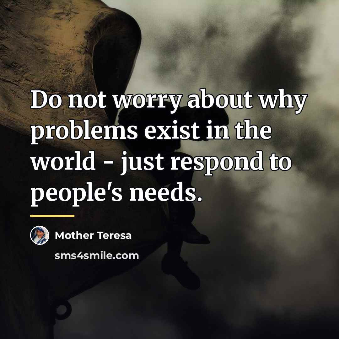 “Do not worry about why problems exist in the world…” quote by Mother Teresa