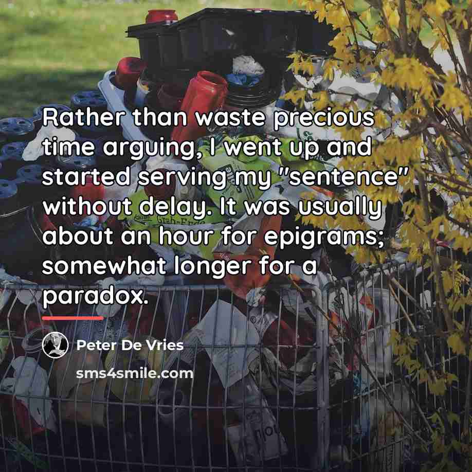 “Rather than waste precious time arguing, I went up and…” quote by Peter De Vries