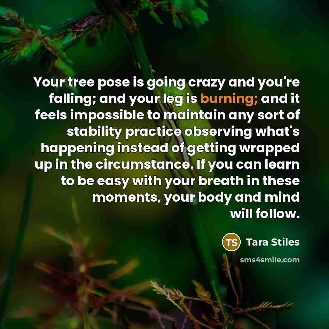 “Your tree pose is going crazy and you're falling; and…” quote by Tara Stiles