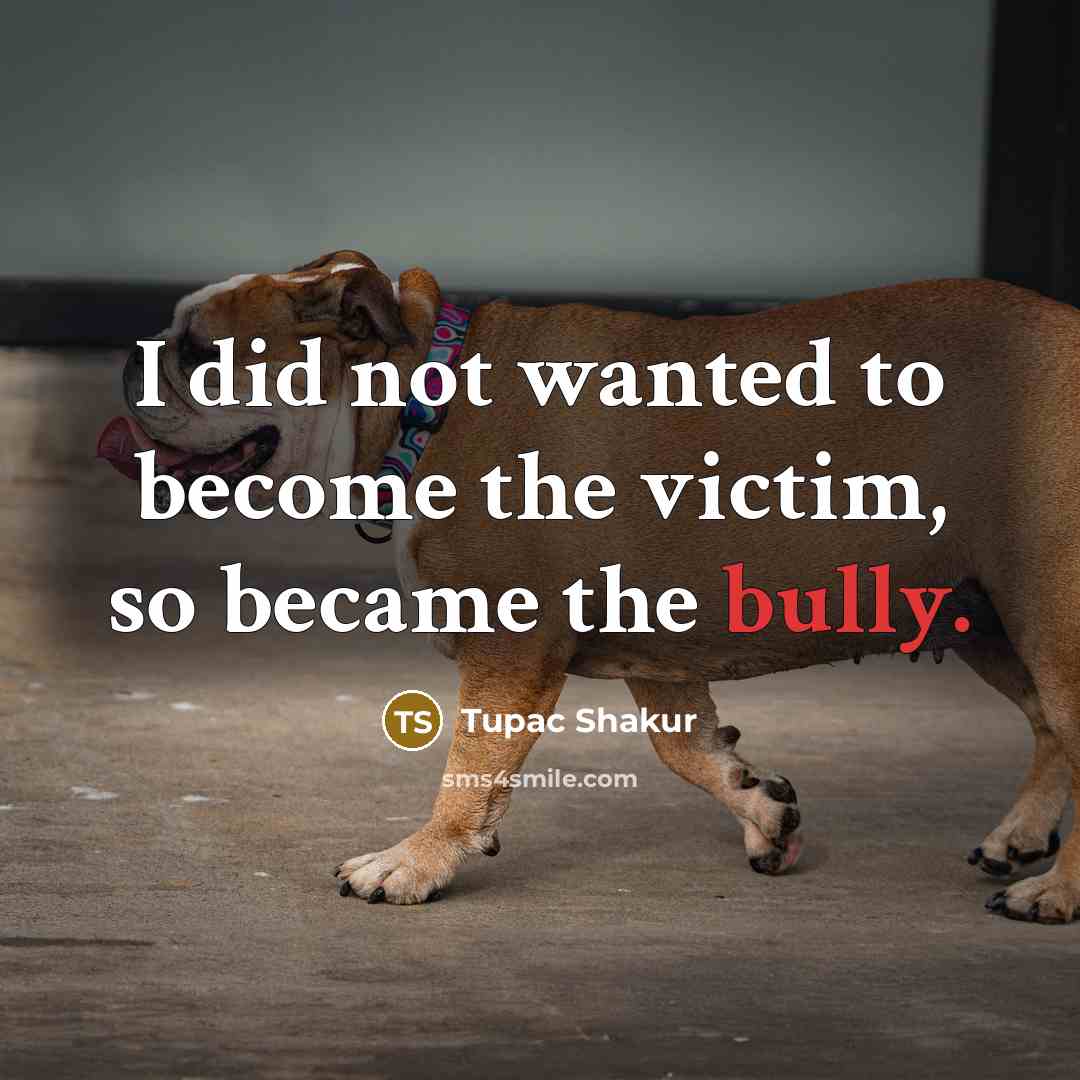 “I did not wanted to become the victim, so became the bully.” quote by Tupac Shakur