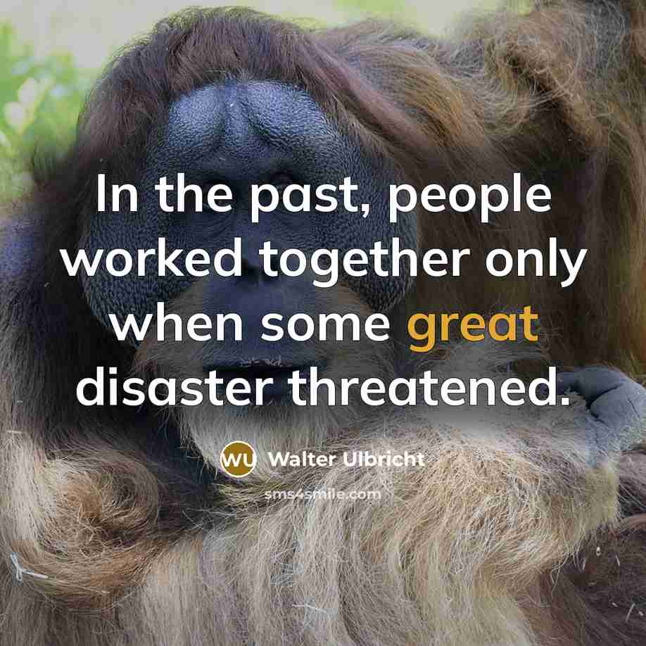 “In the past, people worked together only when some great…” quote by Walter Ulbricht