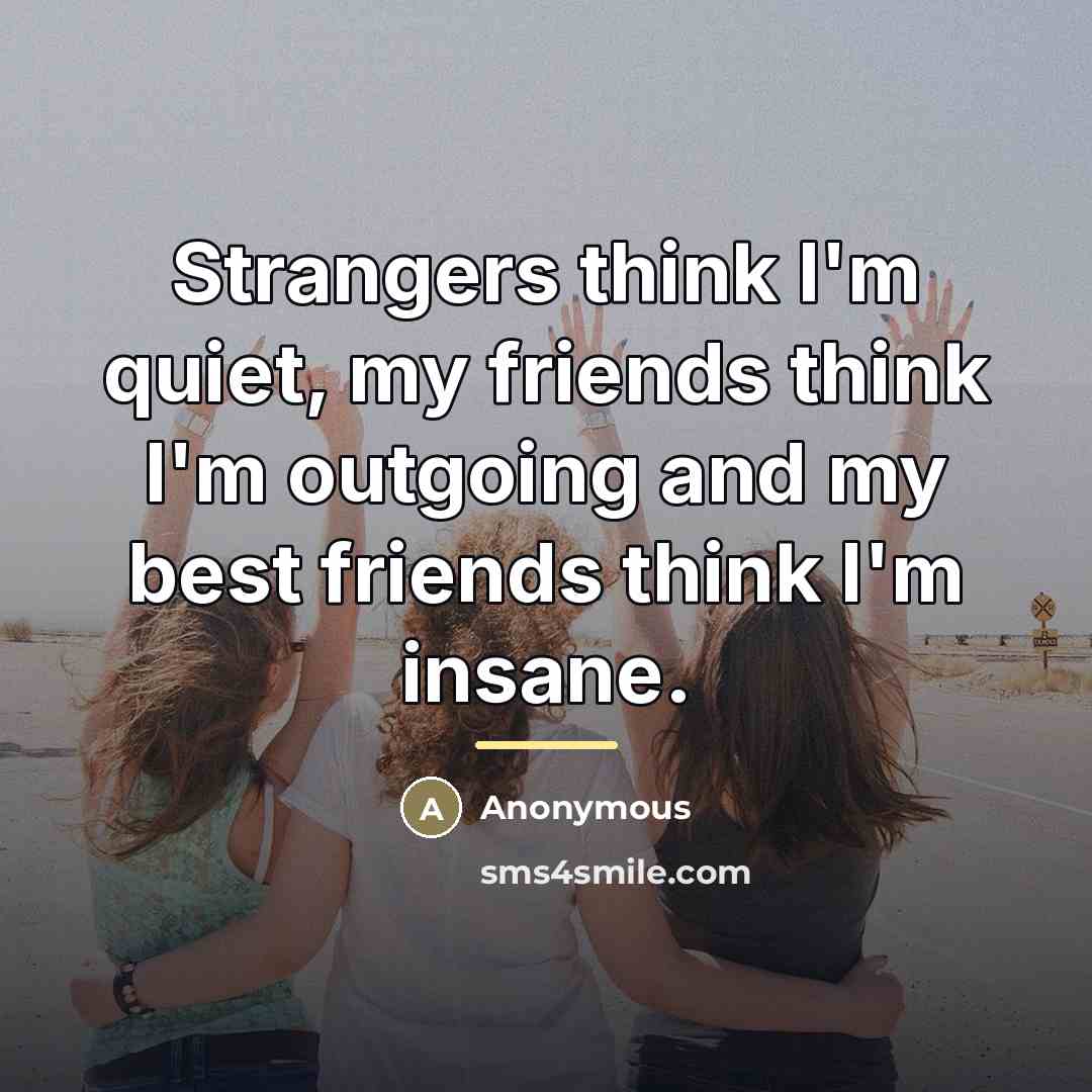 “Strangers think I'm quiet, my friends think I'm outgoing and…” quote by Anonymous