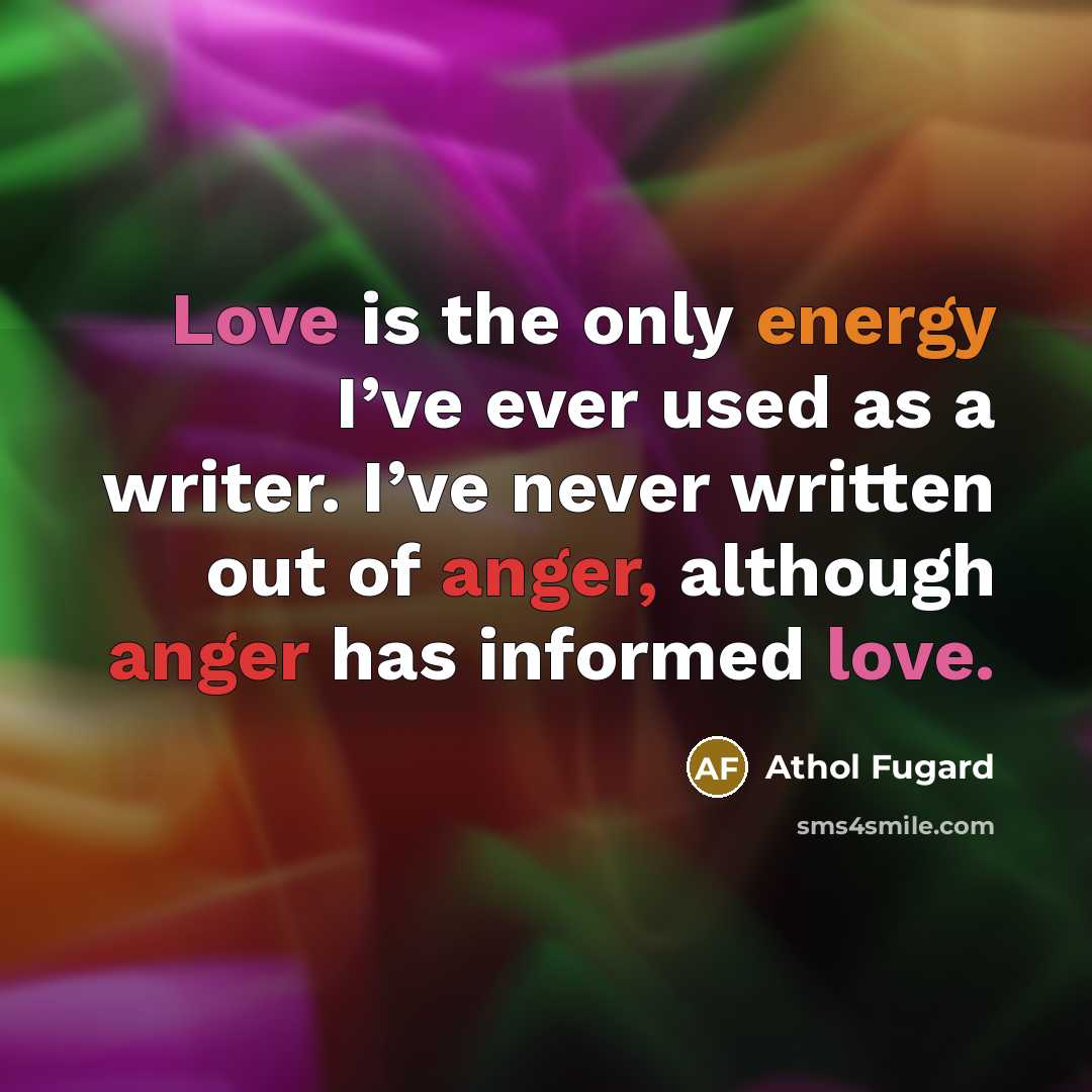 “Love is the only energy I’ve ever used as a…” quote by Athol Fugard