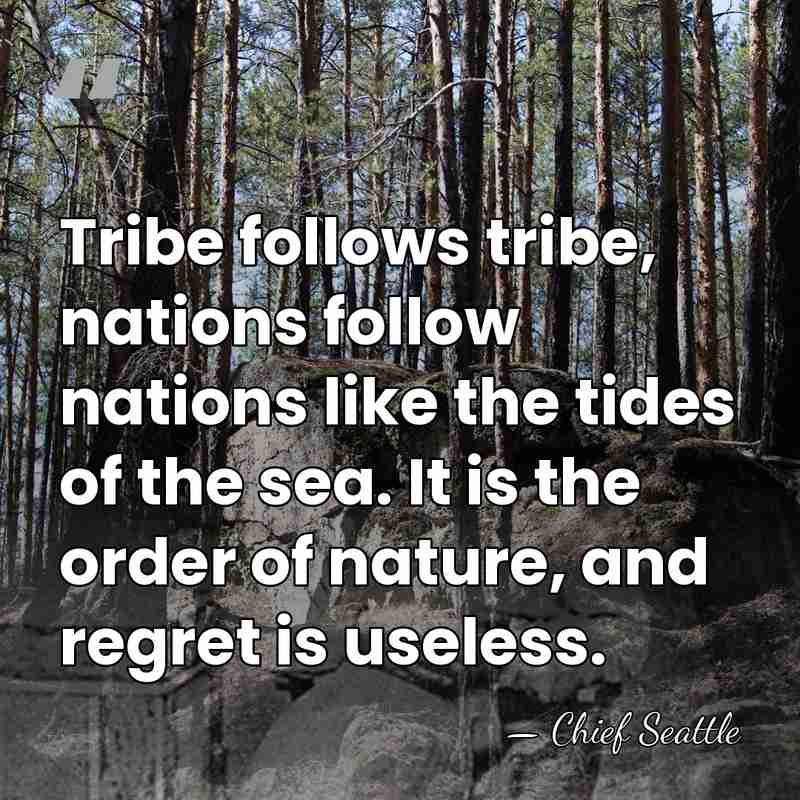 Tribe follows tribe, nations follow nations like the tides of the sea.&hellip; - Chief Seattle
