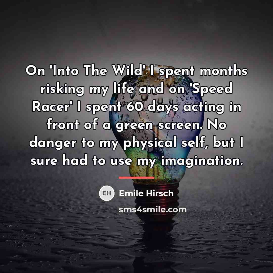 “On 'Into The Wild' I spent months risking my life…” quote by Emile Hirsch