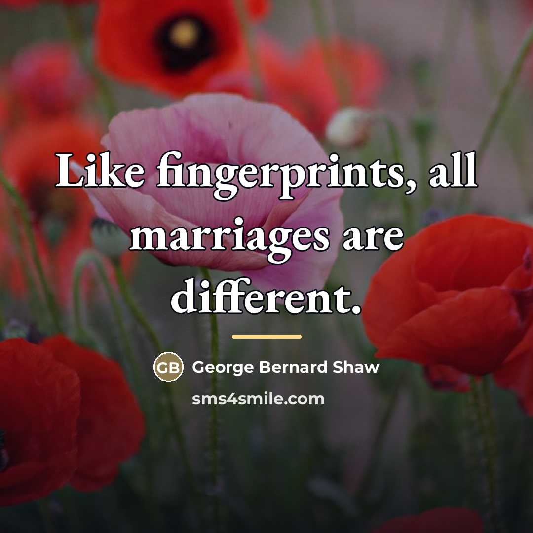 “Like fingerprints, all marriages are different.…” quote by George Bernard Shaw