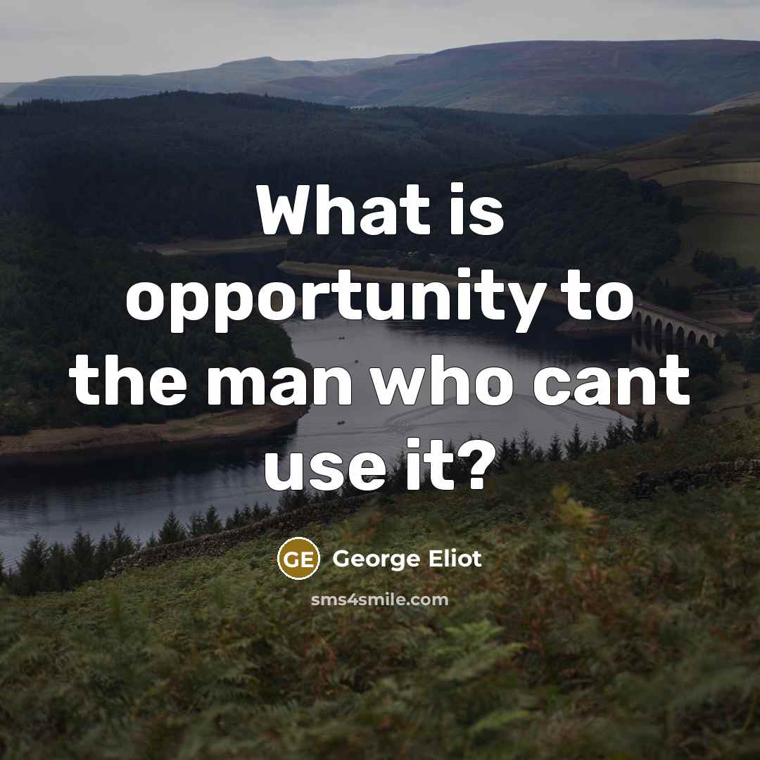 “What is opportunity to the man who cant use it?…” quote by George Eliot